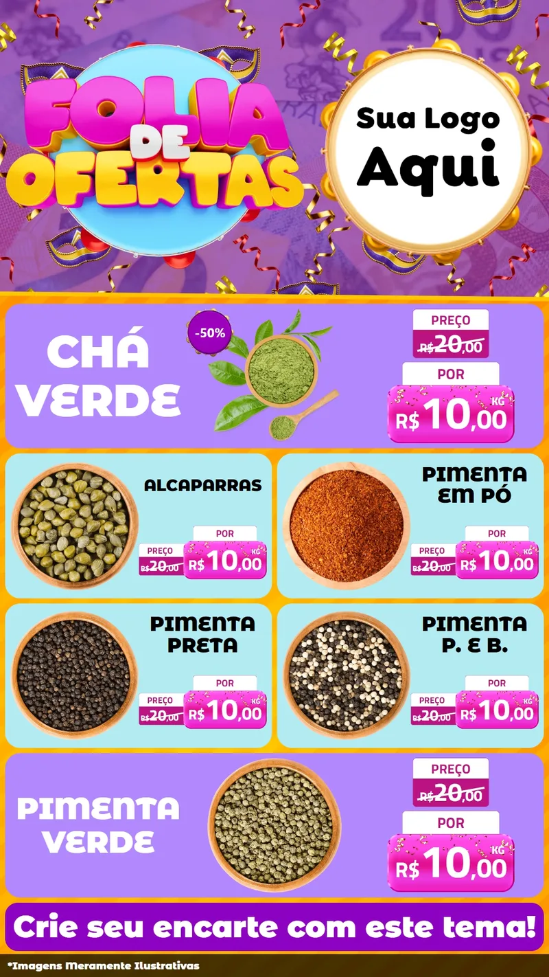 Modelo de TV para TV Vertical com o tema Folia de Ofertas para Produtos Naturais