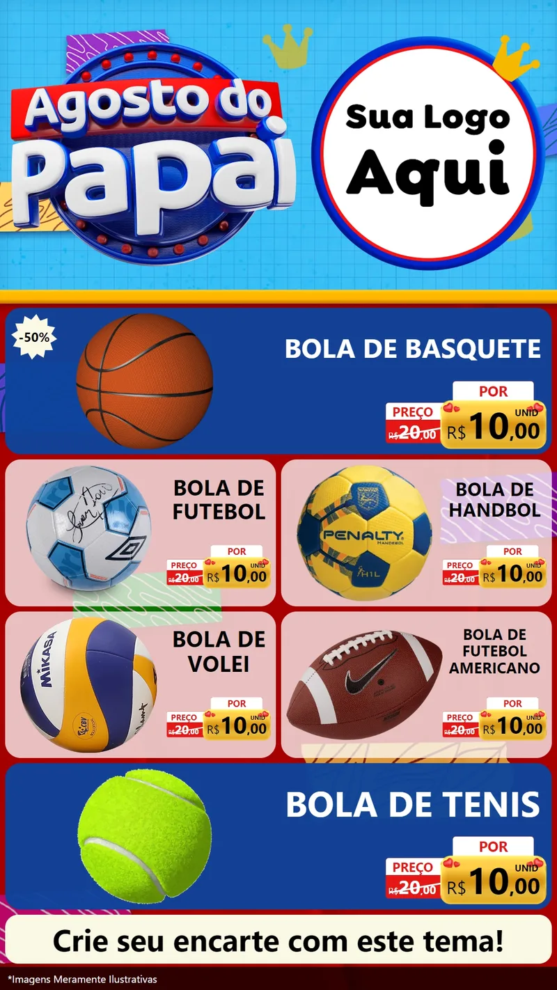Modelo de TV para TV Vertical com o tema Agosto do Papai para Artigos Esportivos