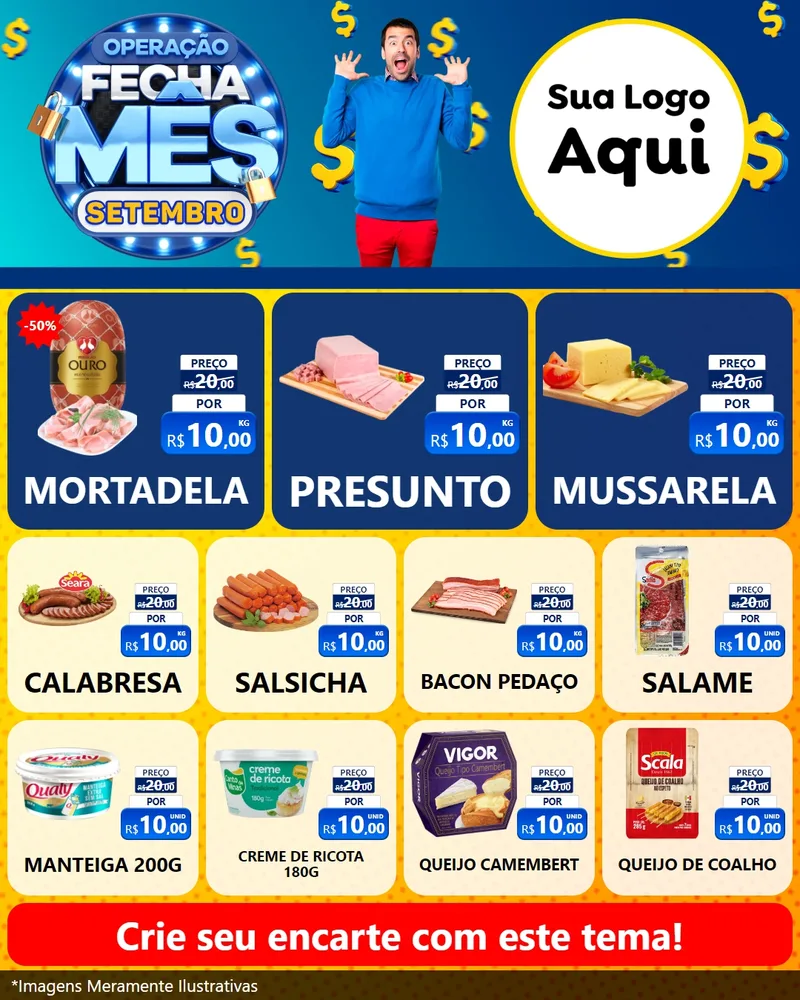 Modelo de Rede Social para Feed Instagram com o tema Operação Fecha Mês Setembro para Frios e Laticínios