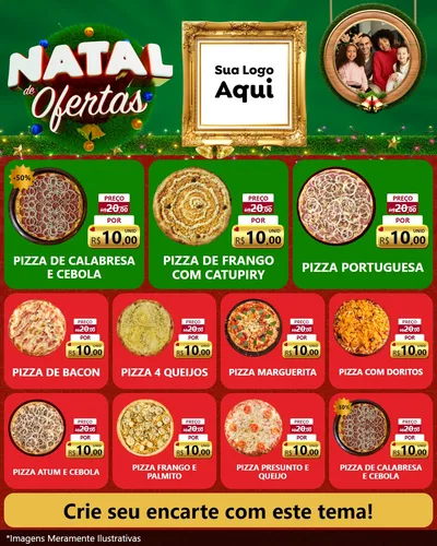 Modelo de Rede Social para Feed Instagram com o tema Natal de Ofertas para Pizzaria