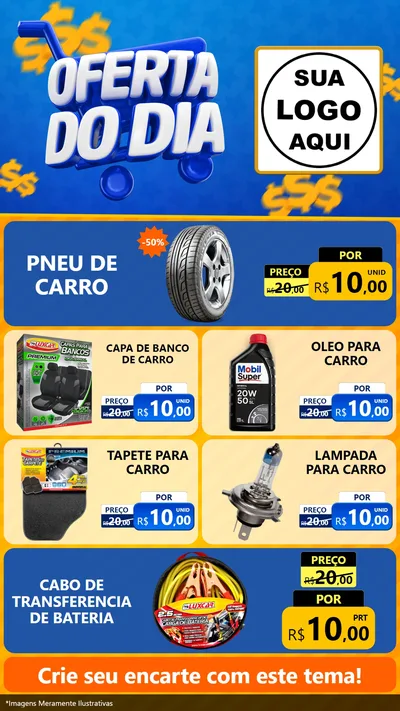 Modelo de TV para TV Vertical com o tema Oferta do Dia para Auto peças