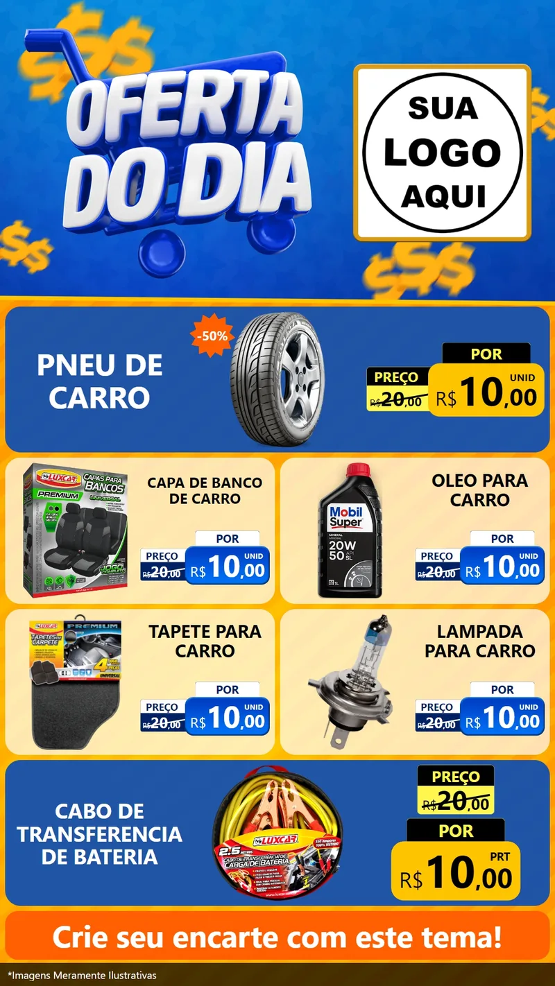 Modelo de TV para TV Vertical com o tema Oferta do Dia para Auto peças