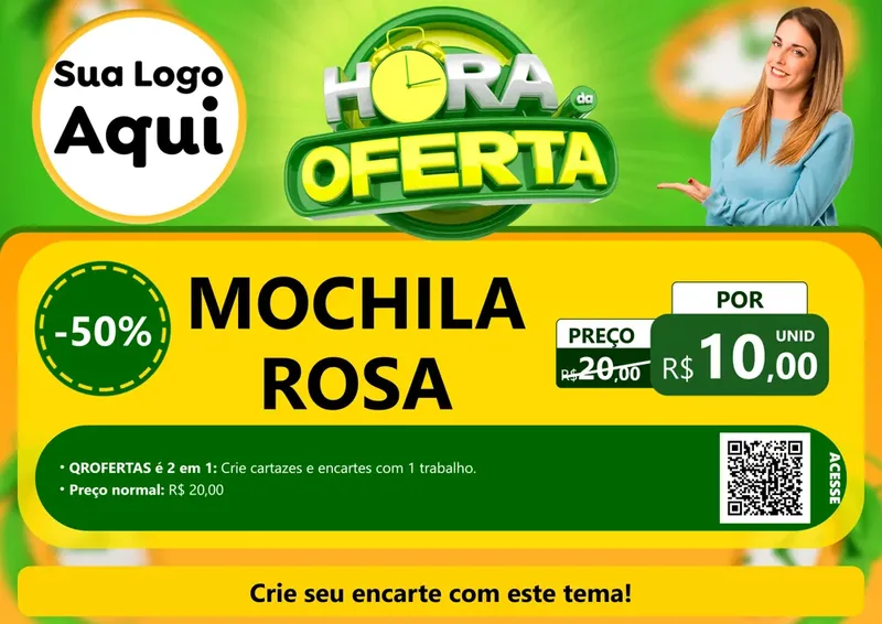 Modelo de Cartaz para Cartaz A4 Horizontal com o tema Hora da Oferta para Papelaria