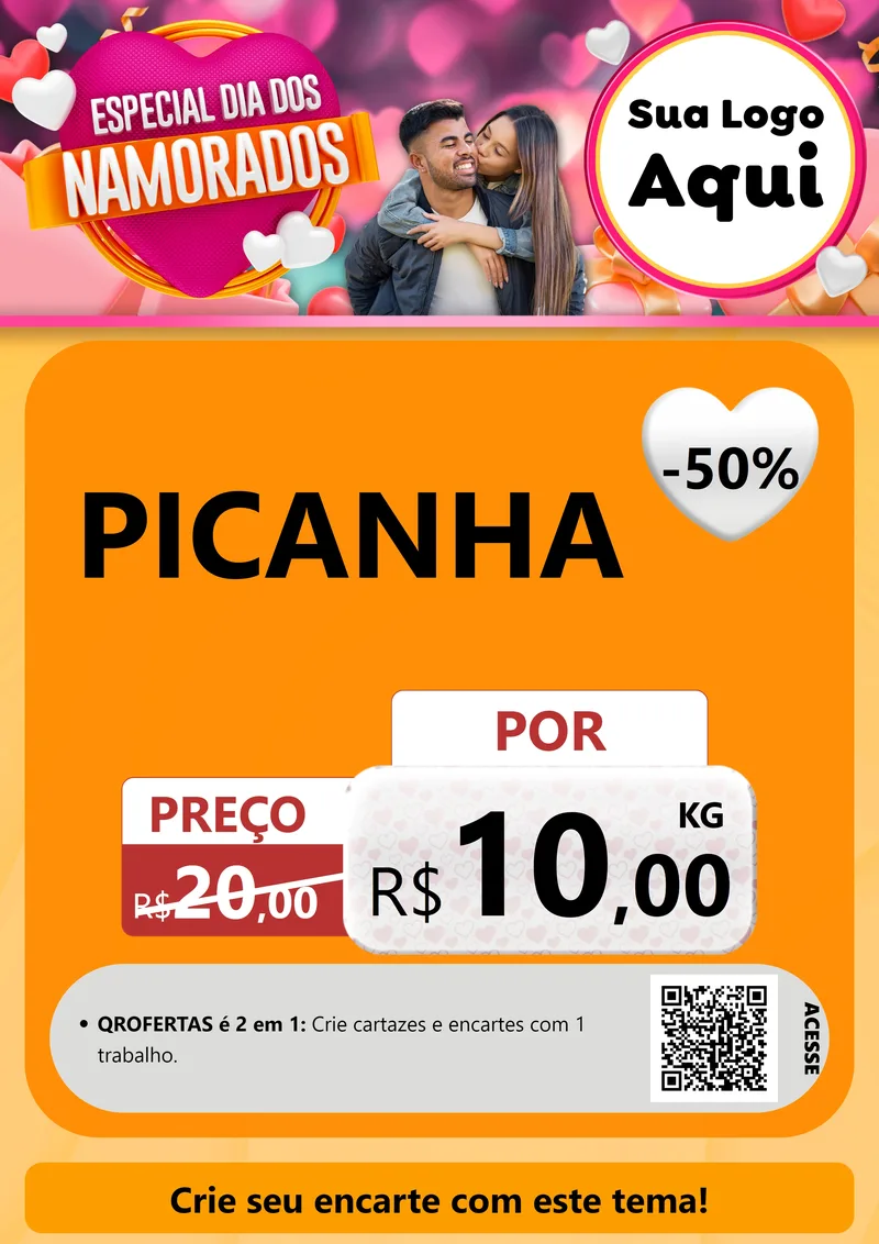 Modelo de Cartaz para Cartaz A4 Vertical com o tema Especial Dia dos Namorados para Açougue