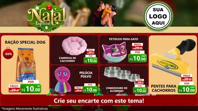 Modelo de TV para TV Horizontal com o tema Natal Especial para Pet Shop