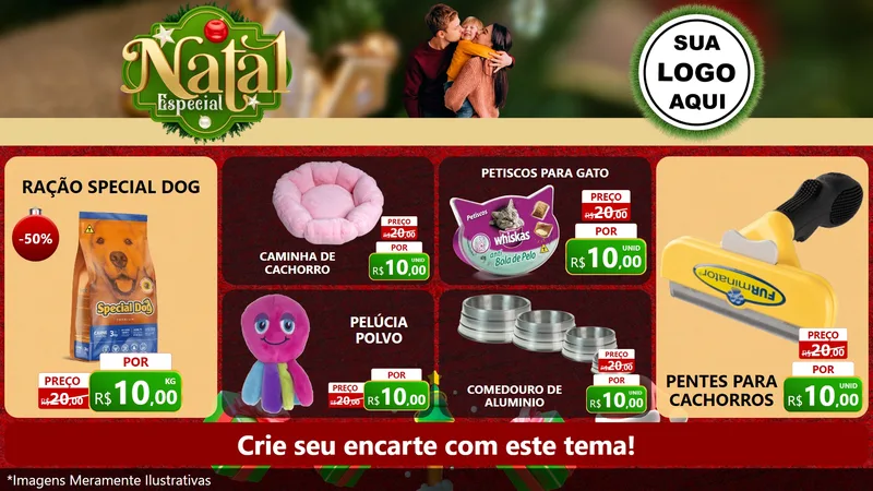Modelo de TV para TV Horizontal com o tema Natal Especial para Pet Shop