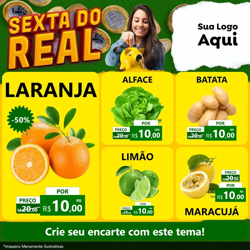 Modelo de Rede Social para Feed Facebook com o tema Sexta do Real para Hortifrúti