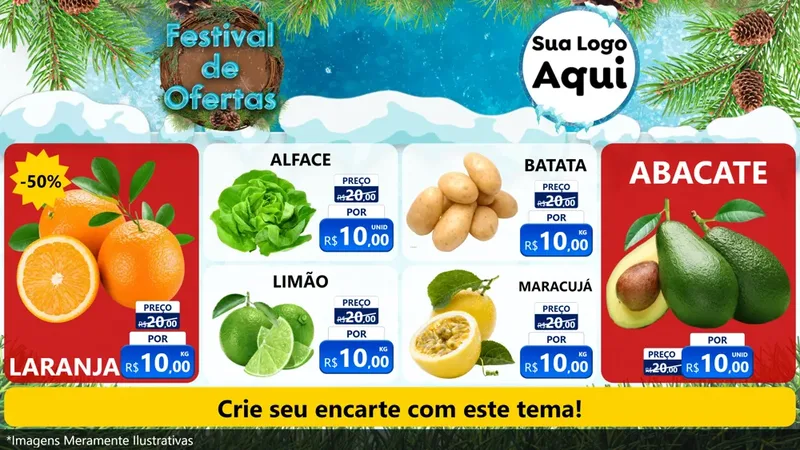 Modelo de TV para TV Horizontal com o tema Festival de Ofertas - Inverno para Hortifrúti