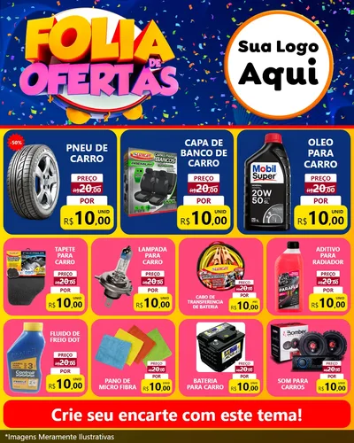Modelo de Rede Social para Feed Instagram com o tema Folia de Ofertas para Auto peças