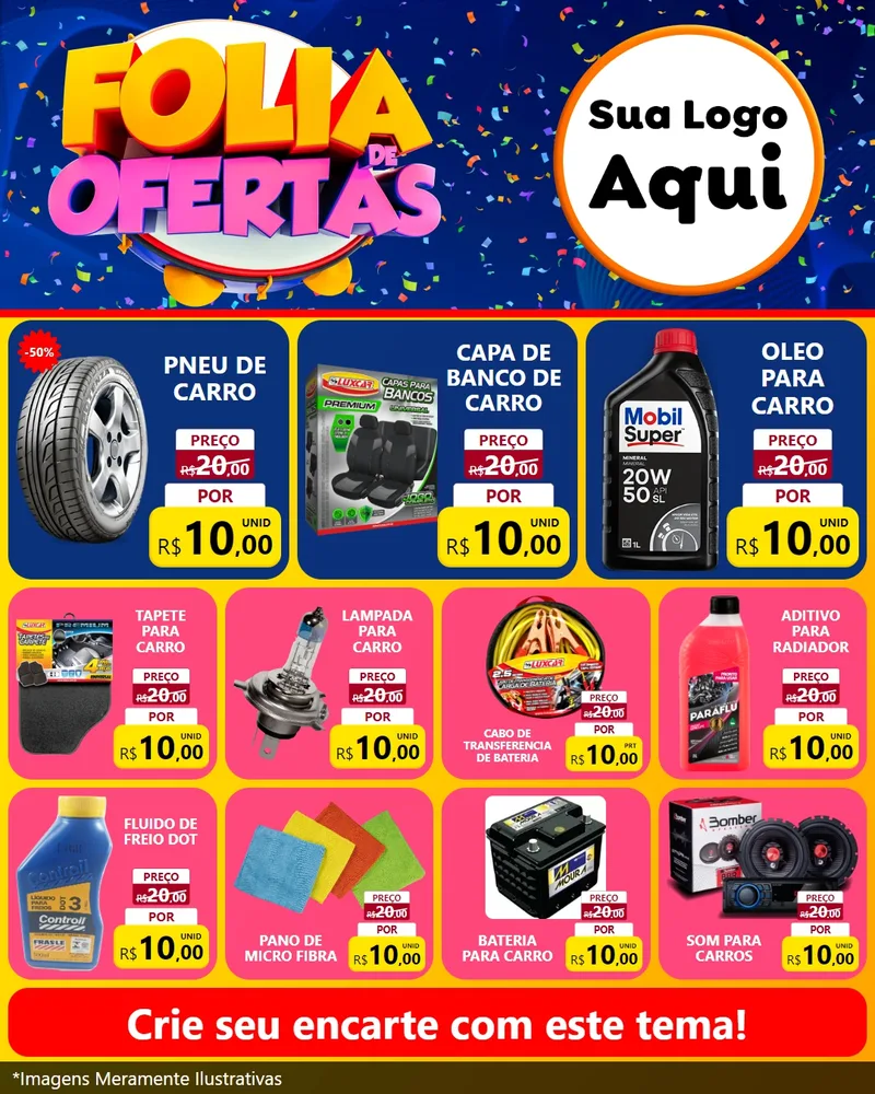 Modelo de Rede Social para Feed Instagram com o tema Folia de Ofertas para Auto peças