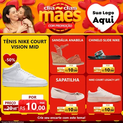 Modelo de Rede Social para Feed Facebook com o tema Dia das Mães com Promoção para Calçados
