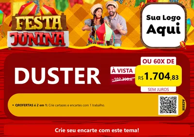 Modelo de Cartaz para Cartaz A4 Horizontal com o tema Festa Junina para Concessionaria de Carros