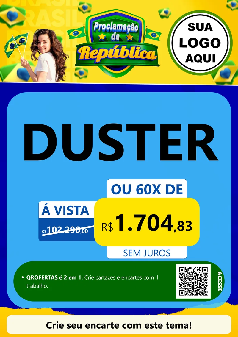 Modelo de Cartaz para Cartaz A4 Vertical com o tema Proclamação da República para Concessionaria de Carros