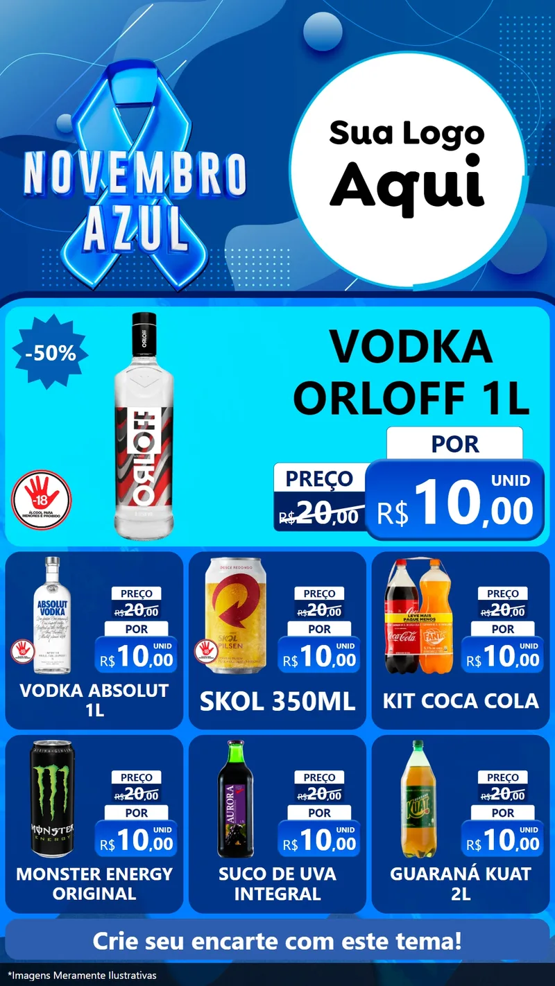 Modelo de Rede Social para Stories com o tema Novembro Azul para Distribuidora de bebidas