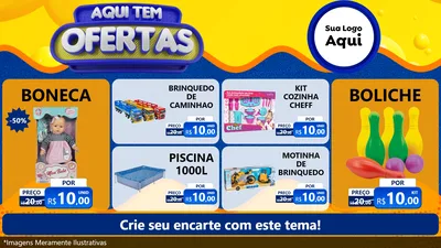 Modelo de TV para TV Horizontal com o tema Aqui Tem Ofertas para Brinquedos