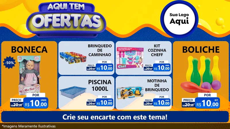 Modelo de TV para TV Horizontal com o tema Aqui Tem Ofertas para Brinquedos