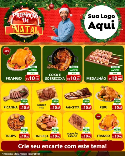 Modelo de Rede Social para Feed Instagram com o tema Promoção de Natal para Assados