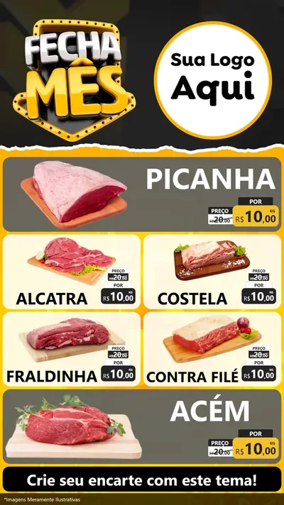 Modelo de TV para TV Vertical com o tema Fecha Mês para Açougue