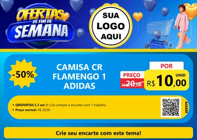 Modelo de Cartaz para Cartaz A4 Horizontal com o tema Ofertas de Fim de Semana para Roupas e acessórios