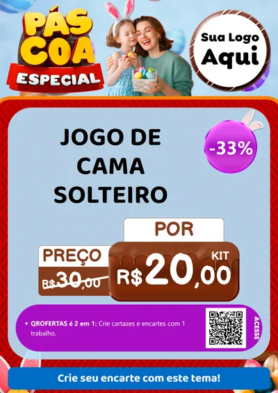 Modelo de Cartaz para Cartaz A4 Vertical com o tema Páscoa Especial para Cama, Mesa e Banho