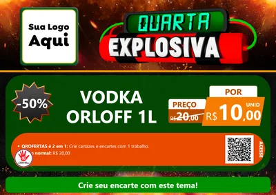 Modelo de Cartaz para Cartaz A4 Horizontal com o tema Quarta Explosiva para Distribuidora de bebidas