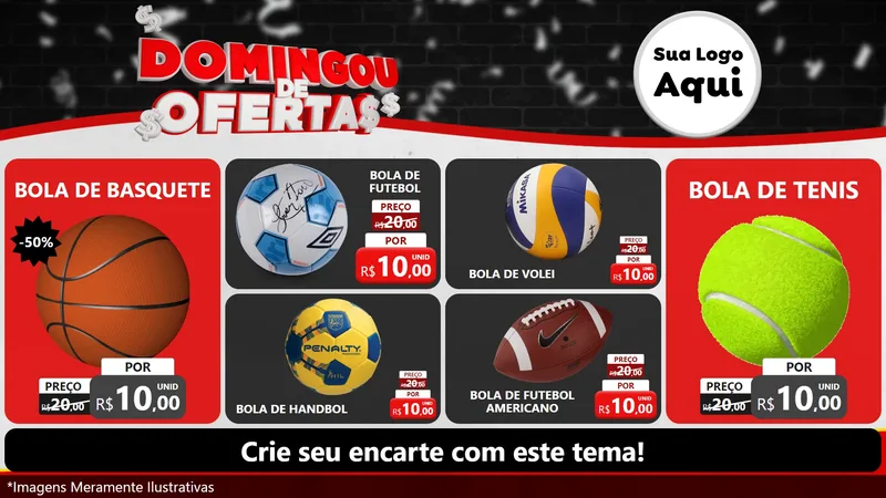 Modelo de TV para TV Horizontal com o tema Domingou de Ofertas para Artigos Esportivos