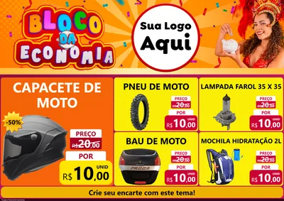 Modelo de Encarte para Encarte A4 Horizontal com o tema Bloco da Economia para Moto peças
