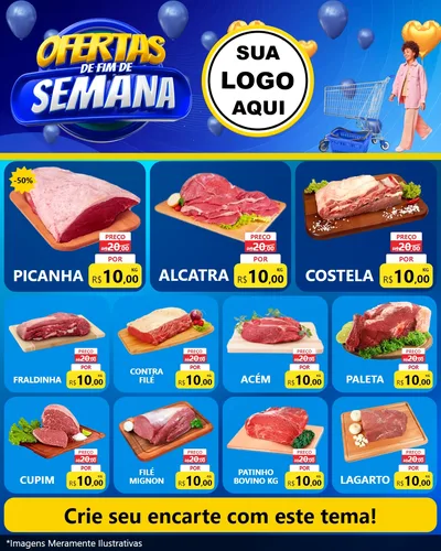 Modelo de Rede Social para Feed Instagram com o tema Ofertas de Fim de Semana para Açougue