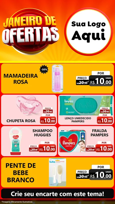 Modelo de TV para TV Vertical com o tema Janeiro de Ofertas para Bebês