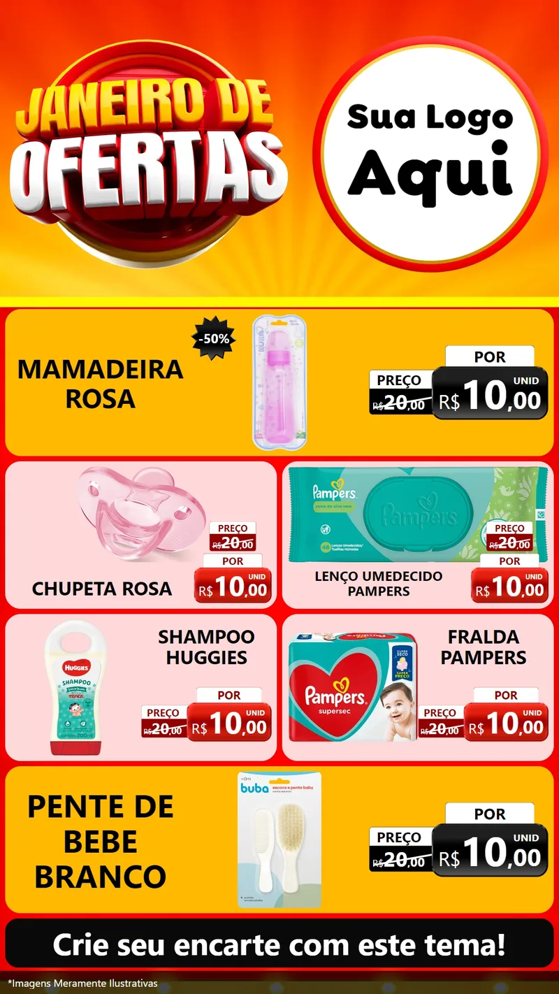 Modelo de TV para TV Vertical com o tema Janeiro de Ofertas para Bebês