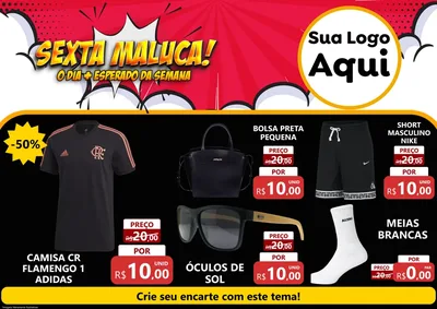 Modelo de Encarte para Encarte A4 Horizontal com o tema Sexta Maluca! para Roupas e acessórios