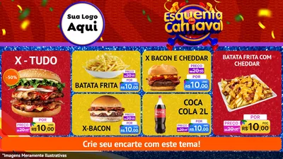 Modelo de TV para TV Horizontal com o tema Esquenta de Carnaval para Hamburgueria