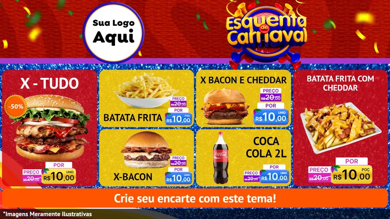 Modelo de TV para TV Horizontal com o tema Esquenta de Carnaval para Hamburgueria