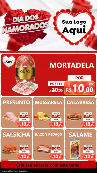 Modelo de Rede Social para Stories com o tema Dia dos Namorados para Frios e Laticínios