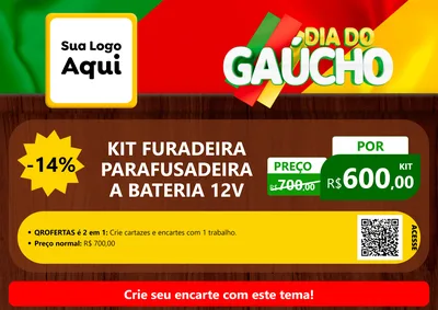 Modelo de Cartaz para Cartaz A4 Horizontal com o tema Dia do Gaúcho para Maquinas e Ferramentas