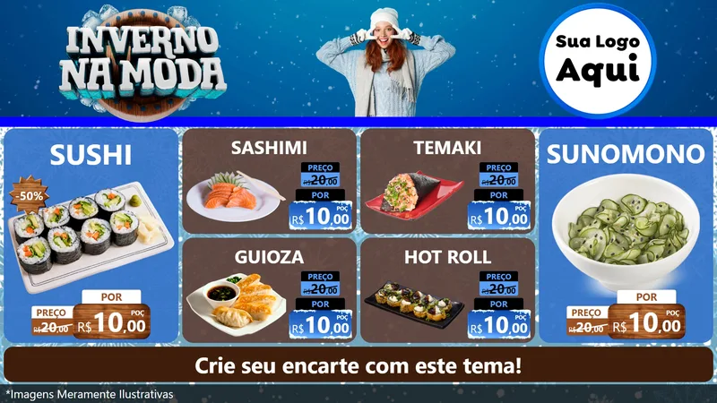 Modelo de TV para TV Horizontal com o tema Inverno na Moda para Comida japonesa