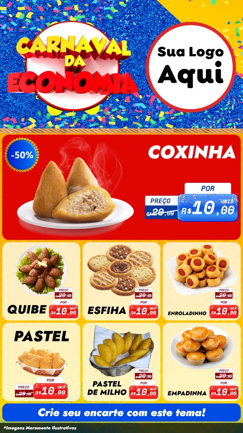 Modelo de Rede Social para Stories com o tema Carnaval da Economia para Salgadaria