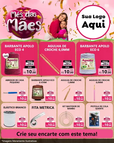 Modelo de Rede Social para Feed Instagram com o tema Mês das Mães para Armarinho e Aviamentos