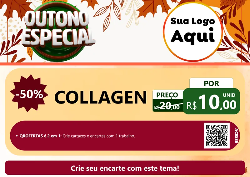 Modelo de Cartaz para Cartaz A4 Horizontal com o tema Outono Especial para Suplementos alimentares