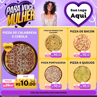 Modelo de Rede Social para Feed Facebook com o tema Para Você, Mulher para Pizzaria