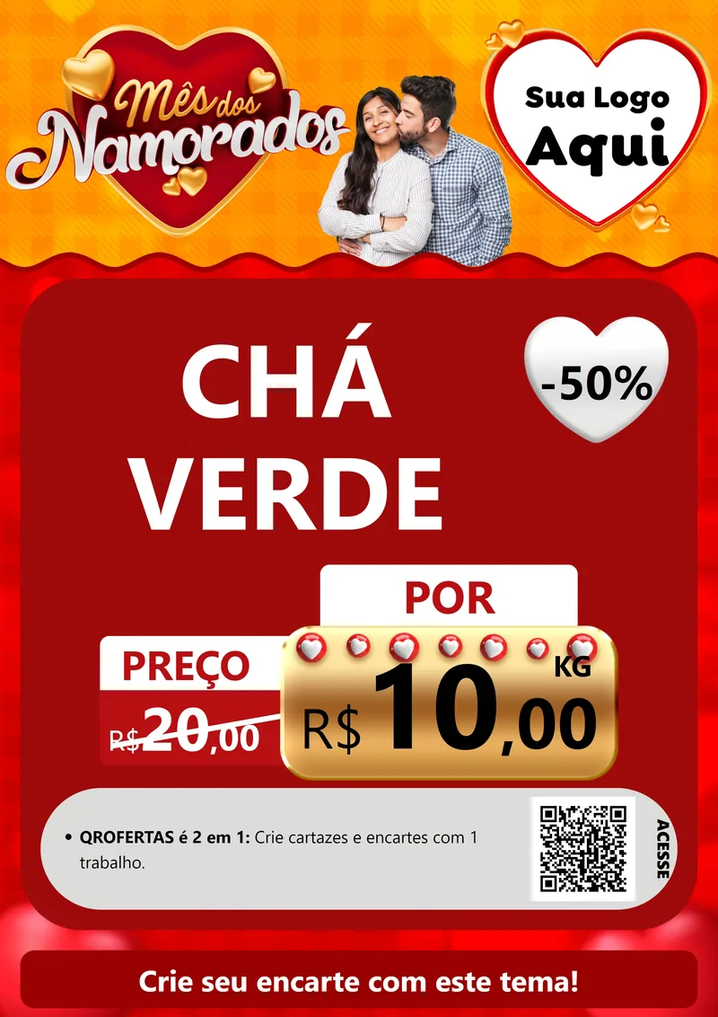 Modelo de Cartaz para Cartaz A4 Vertical com o tema Mês dos Namorados para Produtos Naturais