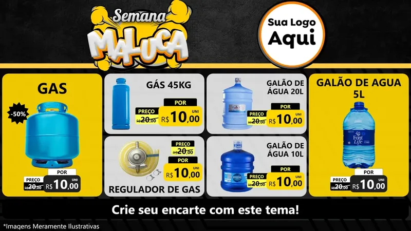 Modelo de TV para TV Horizontal com o tema Semana Maluca para Água e gás