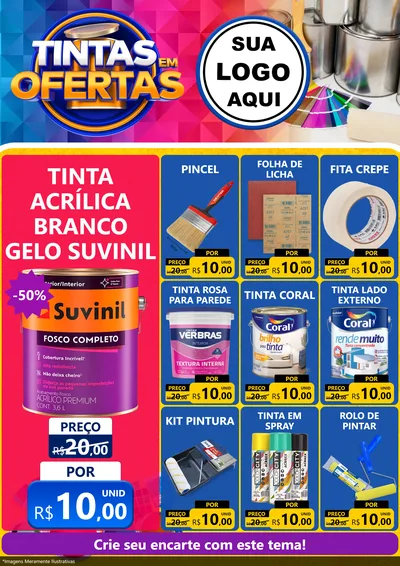 Modelo de Encarte para Encarte A4 Vertical com o tema Tintas em Ofertas para Tintas e Ferramentas