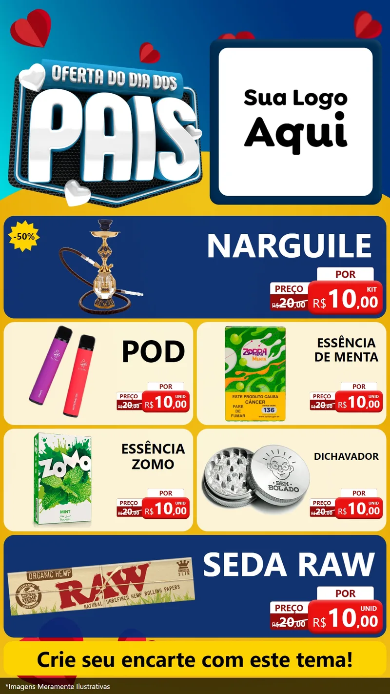 Modelo de TV para TV Vertical com o tema Oferta Do Dia Dos Pais para Tabacaria