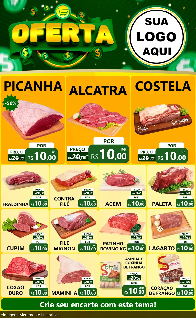 Modelo de Encarte para Encarte Grande com o tema Oferta para Açougue