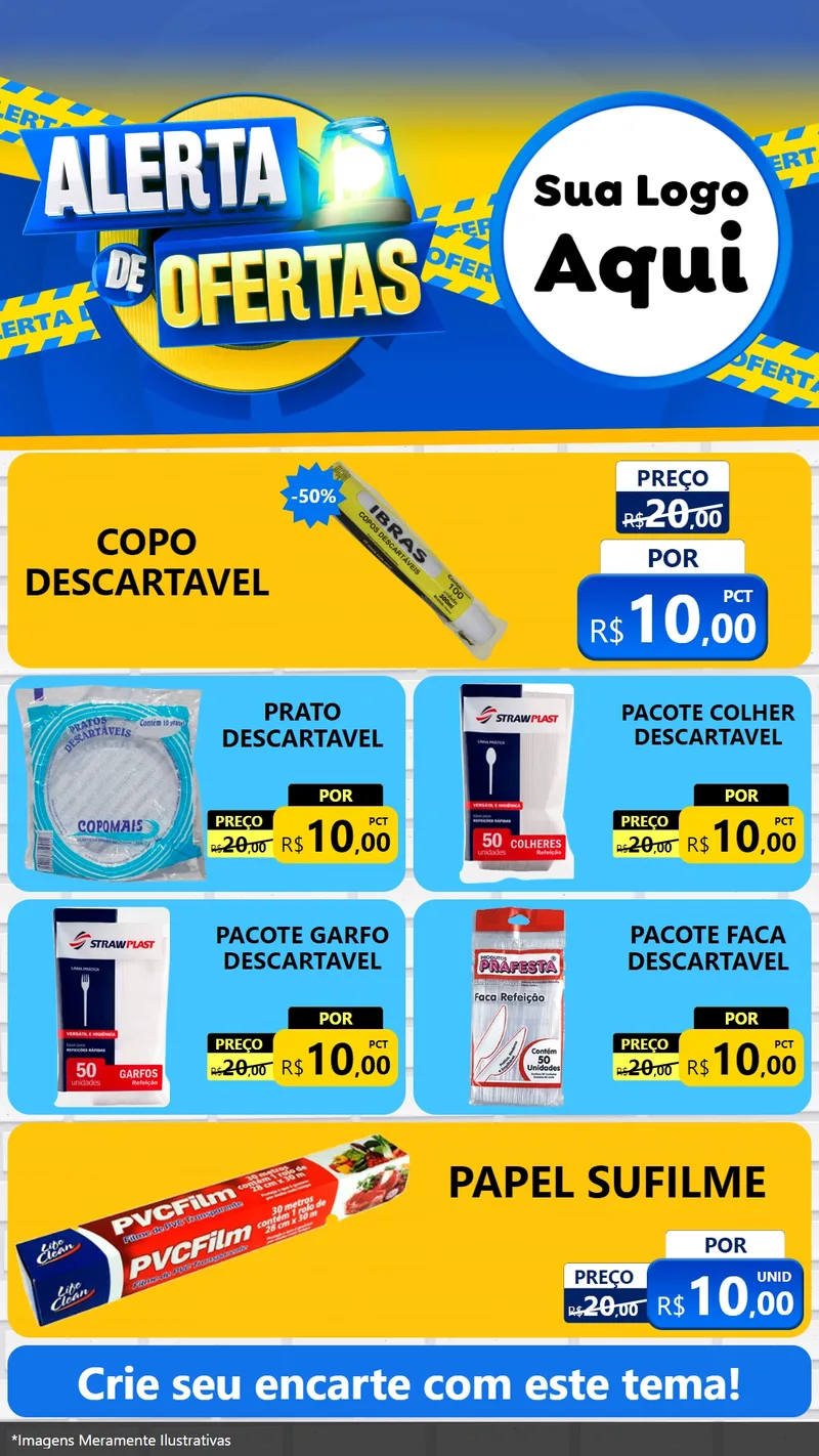 Modelo de TV para TV Vertical com o tema Alerta de Ofertas para Embalagens