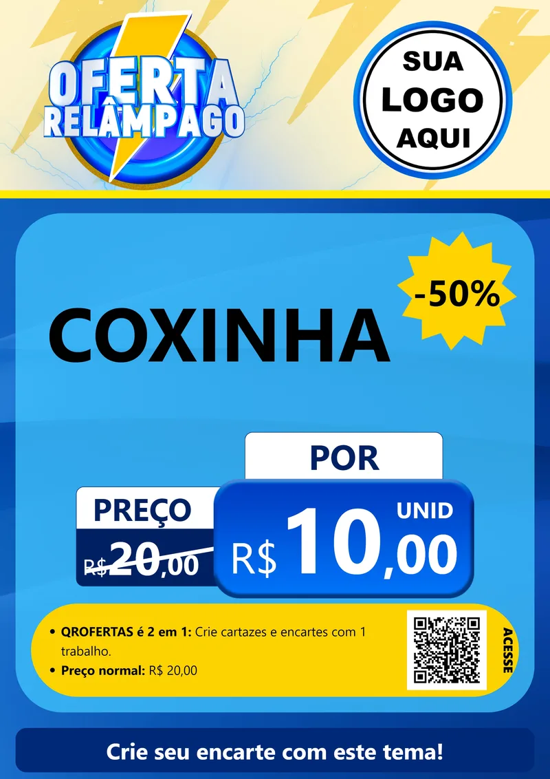 Modelo de Cartaz para Cartaz A4 Vertical com o tema Oferta Relâmpago para Salgadaria