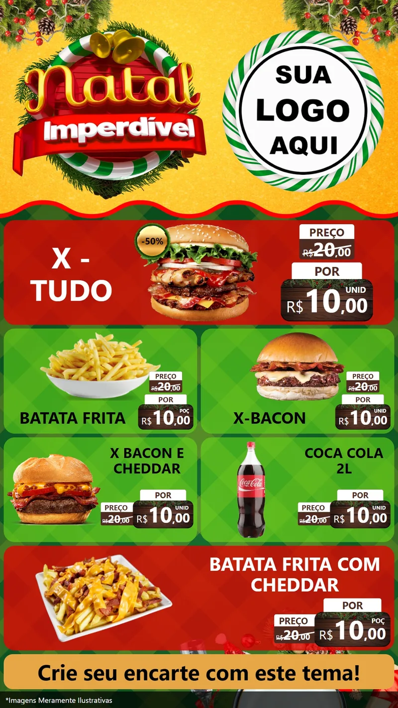 Modelo de TV para TV Vertical com o tema Natal Imperdível para Hamburgueria