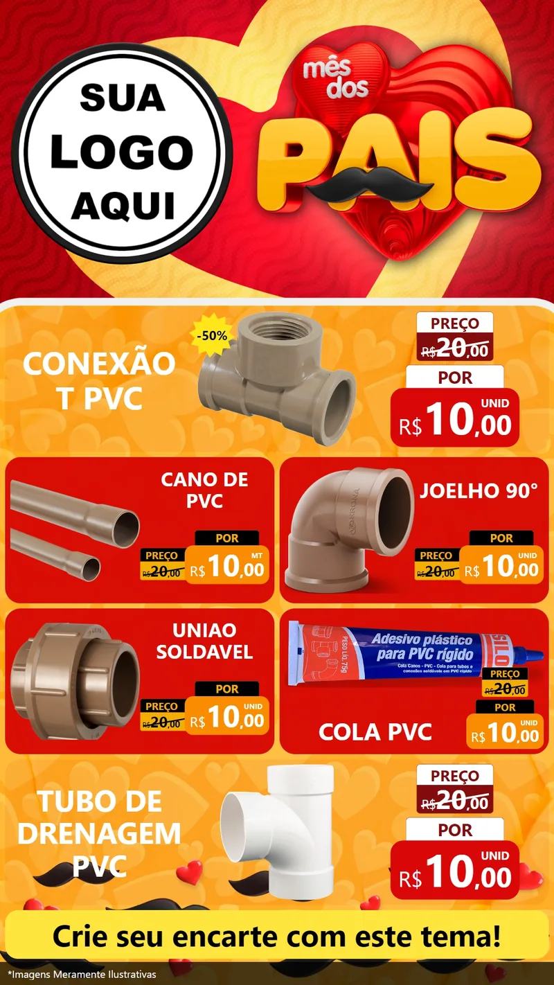 Modelo de TV para TV Vertical com o tema Mês Dos Pais para Tubos e conexões