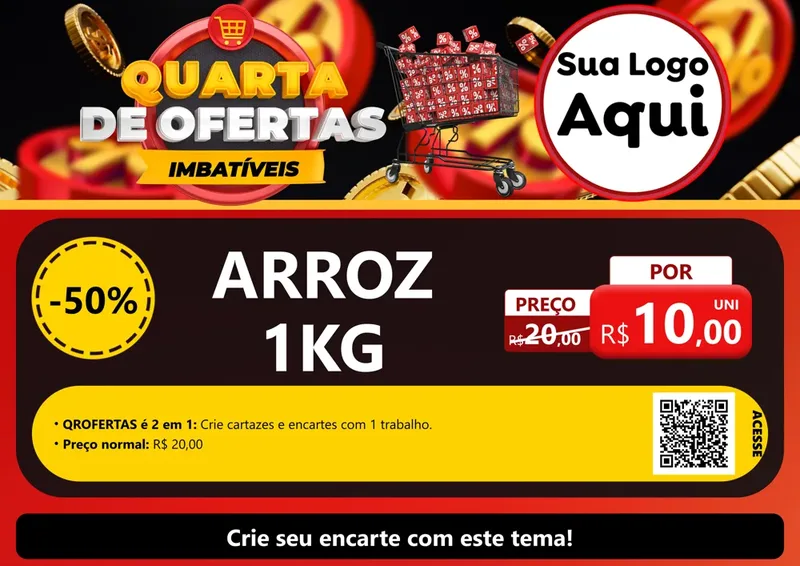 Modelo de Cartaz para Cartaz A4 Horizontal com o tema Quarta de Ofertas Imbatíveis para Supermercado